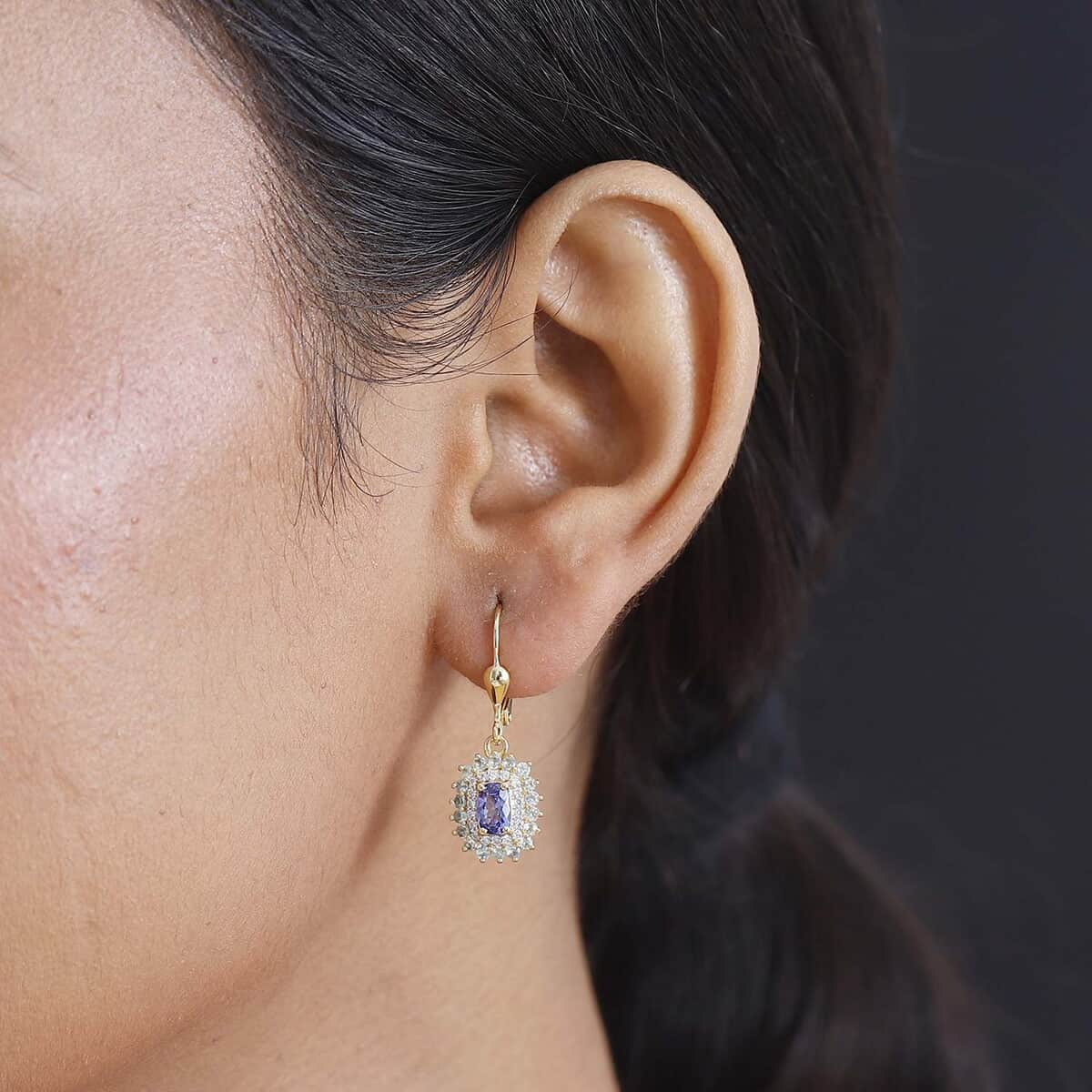 Tanzanite and Multi Gemstone 2.10 ctw Sunburst Earrings in 18K Vermeil Yellow Gold Over Sterling Silver image number 2