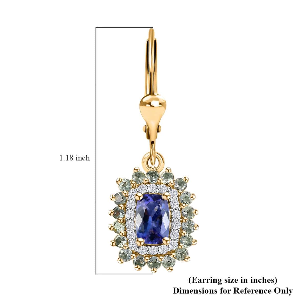 Tanzanite and Multi Gemstone 2.10 ctw Sunburst Earrings in 18K Vermeil Yellow Gold Over Sterling Silver image number 4