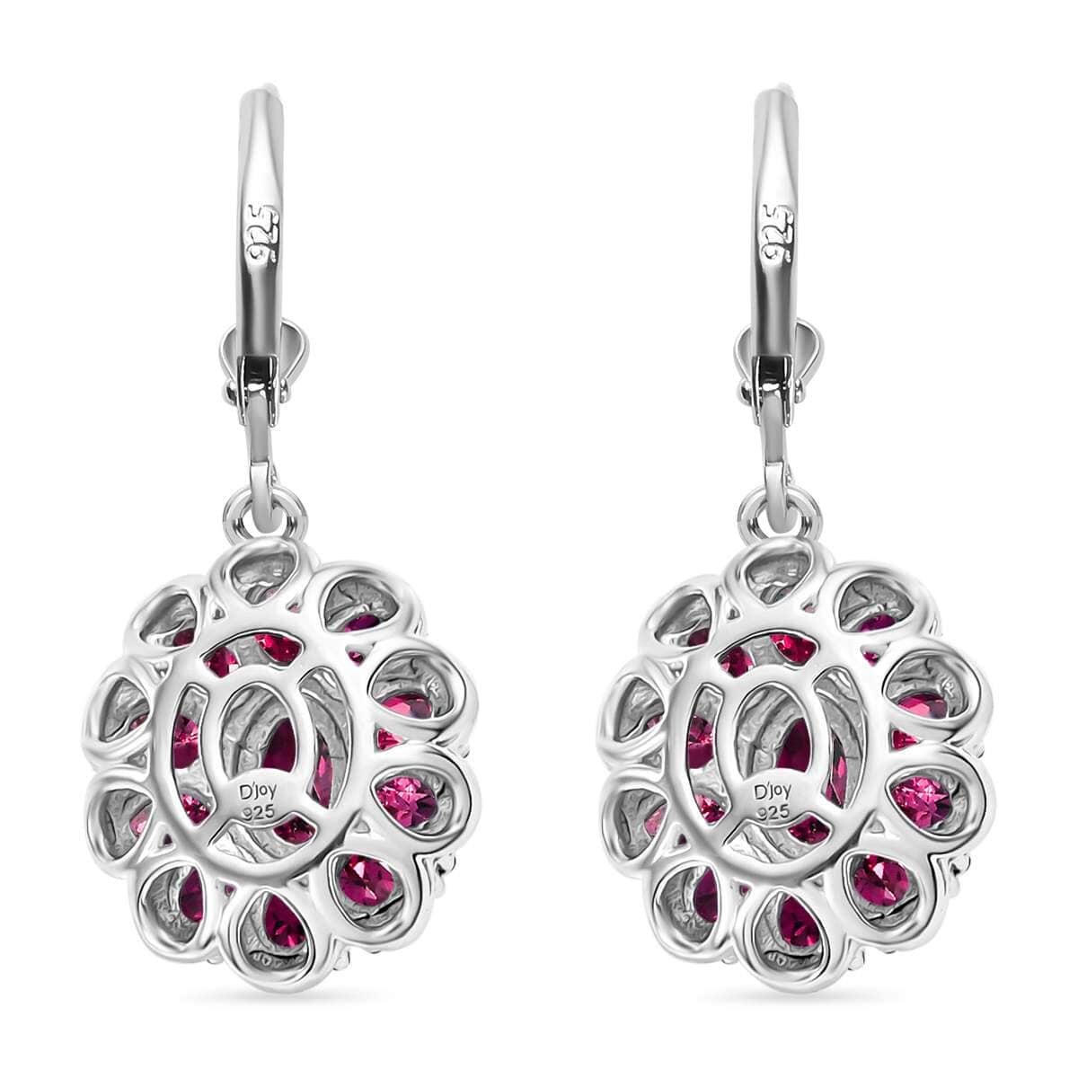 Tanzanian Wine Garnet 5.15 ctw Bloom Radiance Earrings in Rhodium Over Sterling Silver  image number 3