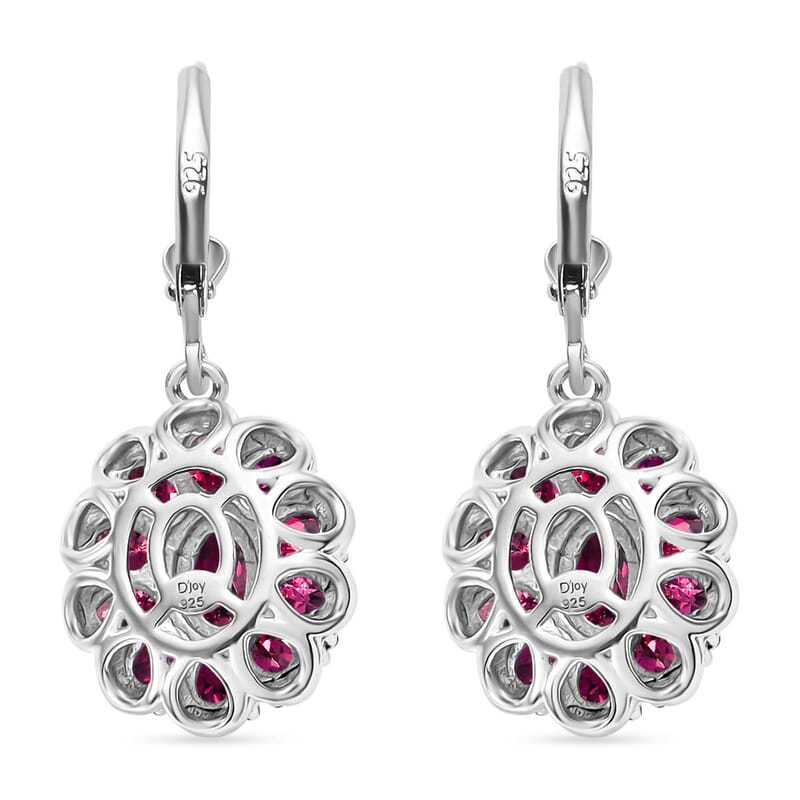 D'Joy Tanzanian Wine Garnet 5.15 ctw Bloom Radiance Earrings in Rhodium Over Sterling Silver 
