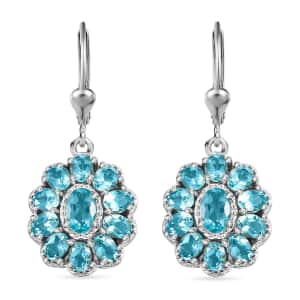 Betroka Blue Apatite 5.00 ctw Bloom Radiance Earrings in Rhodium Over Sterling Silver 