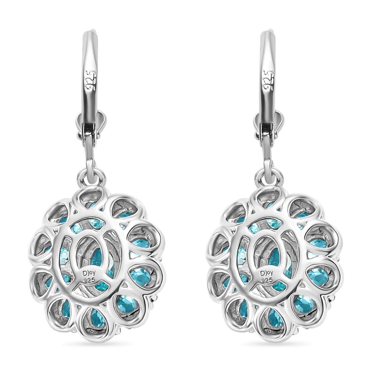 Betroka Blue Apatite 5.00 ctw Bloom Radiance Earrings in Rhodium Over Sterling Silver  image number 3