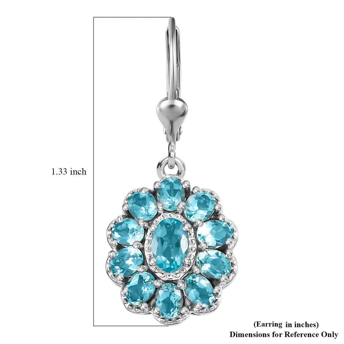 Betroka Blue Apatite 5.00 ctw Bloom Radiance Earrings in Rhodium Over Sterling Silver  image number 4