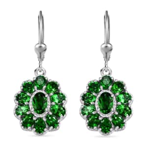 Chrome Diopside 4.65 ctw Bloom Radiance Earrings in Rhodium Over Sterling Silver 