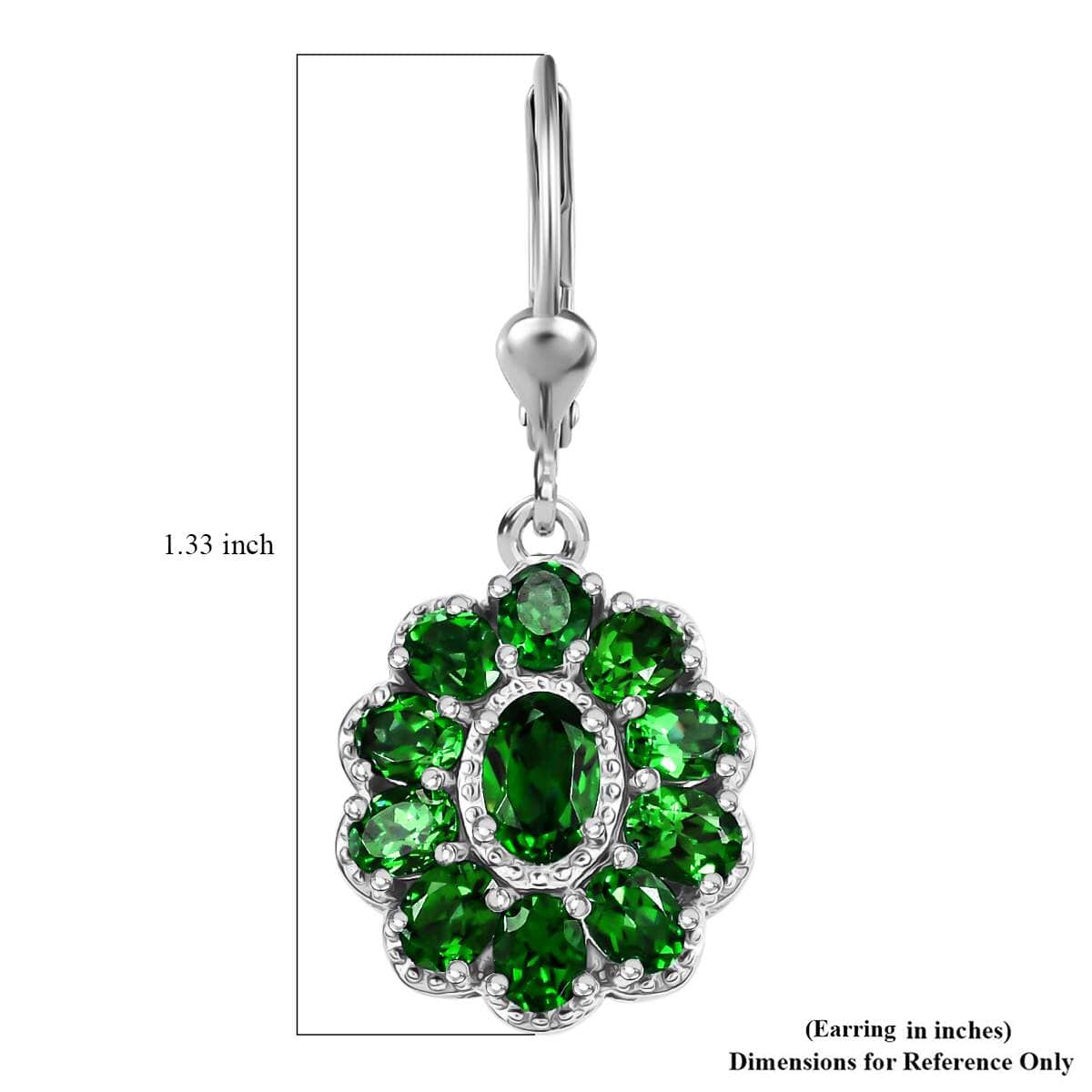 Chrome Diopside 4.65 ctw Bloom Radiance Earrings in Rhodium Over Sterling Silver  image number 4