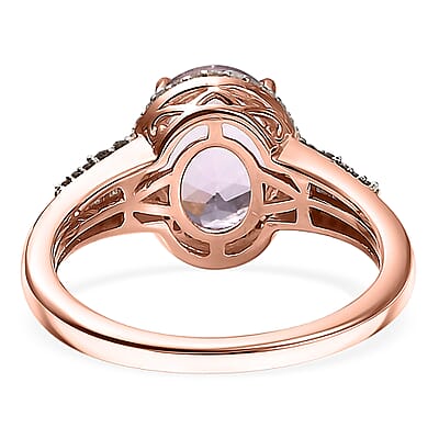 D'Joy Premium Martha Rocha Kunzite, Natural Champagne and White Diamond 3.70 ctw Twilight BlossomRing in 18K Vermeil Rose Gold Over Sterling Silver (Size 7.0)