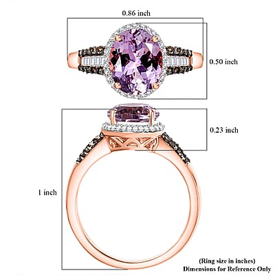 D'Joy Premium Martha Rocha Kunzite, Natural Champagne and White Diamond 3.70 ctw Twilight BlossomRing in 18K Vermeil Rose Gold Over Sterling Silver (Size 7.0)