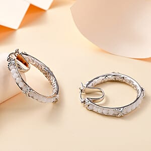 White Moonstone 11.50 ctw Hoop Earrings in Platinum Bond