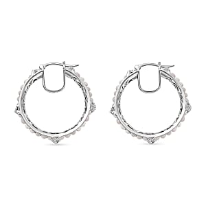 White Moonstone 11.50 ctw Hoop Earrings in Platinum Bond