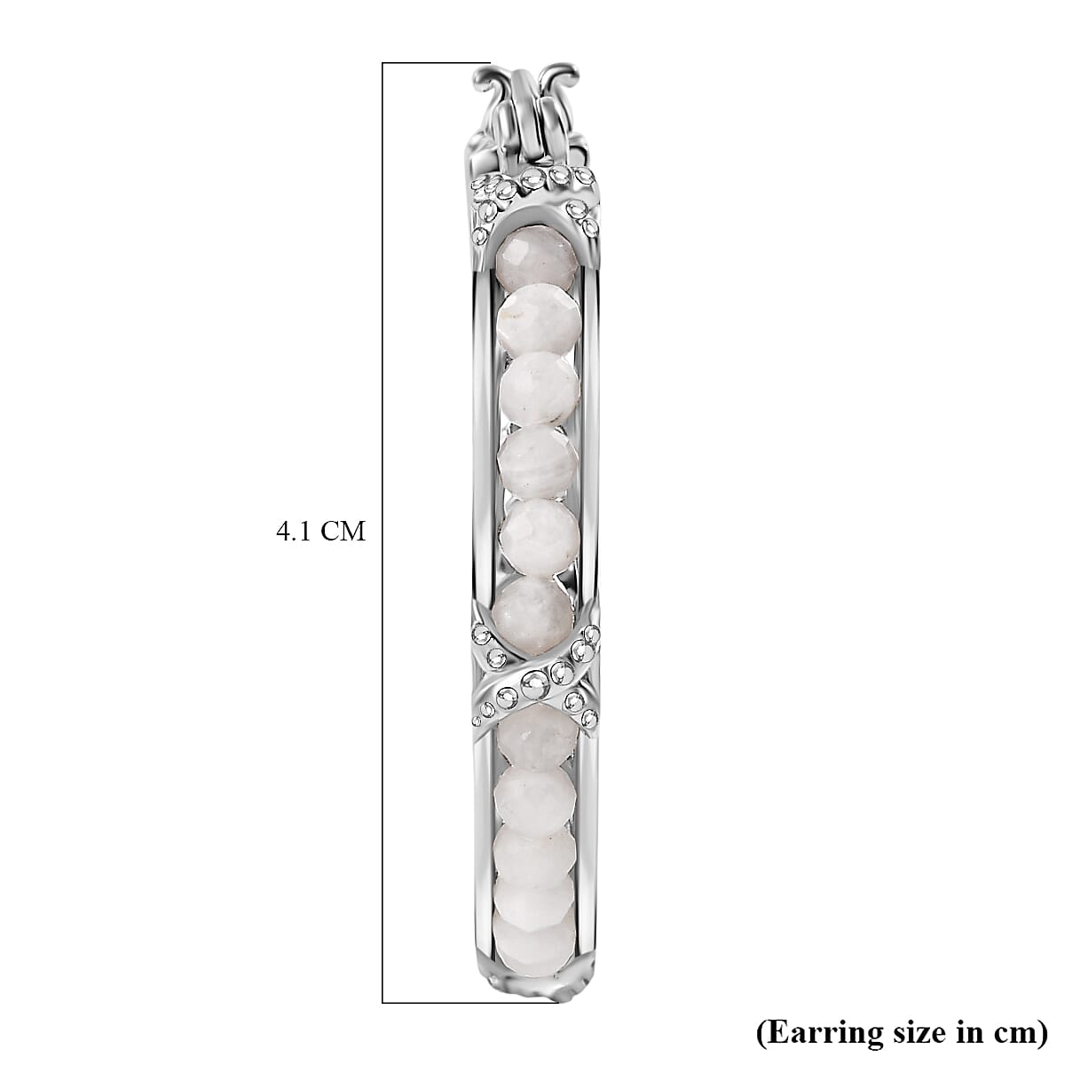 White Moonstone 11.50 ctw Hoop Earrings in Platinum Bond image number 4