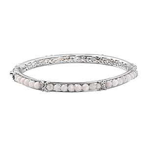 White Moonstone 13.90 ctw Bangle Bracelet in Platinum Bond (7.50 In)