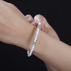 White Moonstone 13.90 ctw Bangle Bracelet in Platinum Bond (7.50 In)