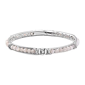 White Moonstone 13.90 ctw Bangle Bracelet in Platinum Bond (7.50 In)