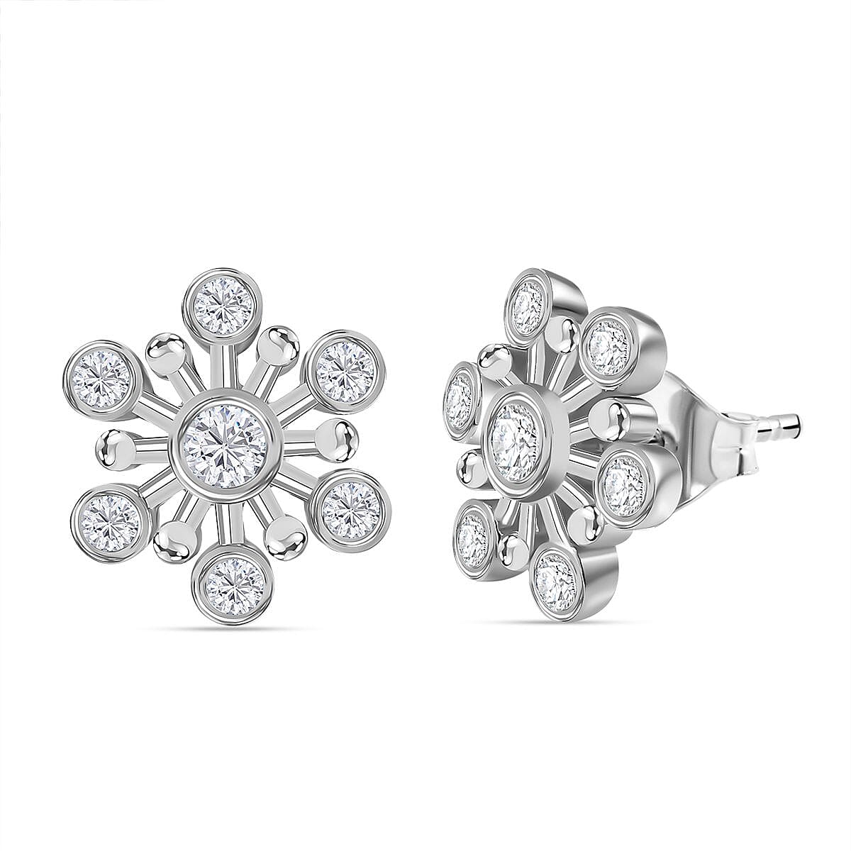 Moissanite 0.71 ctw Earrings in Rhodium Over Sterling Silver