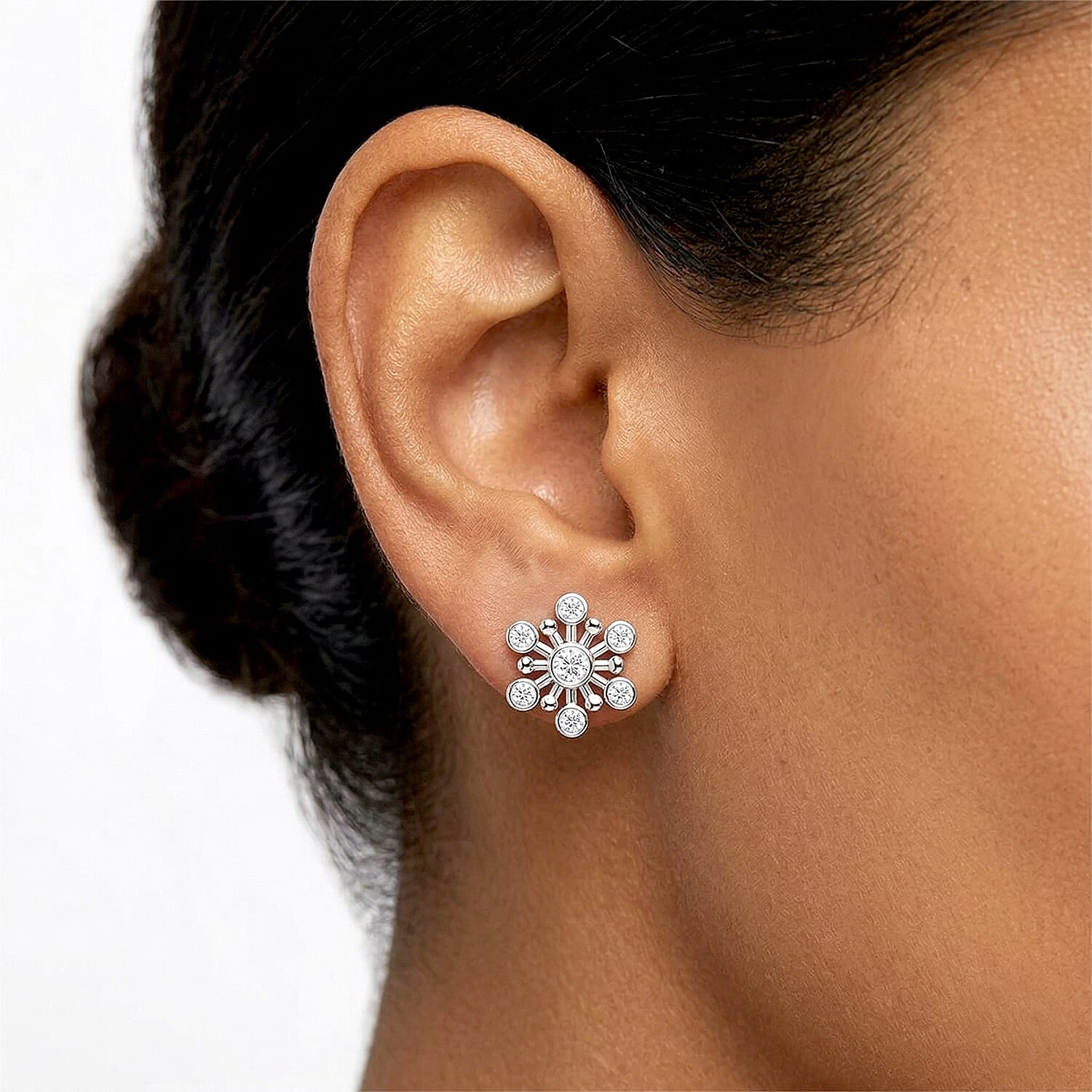 Moissanite 0.71 ctw Earrings in Rhodium Over Sterling Silver