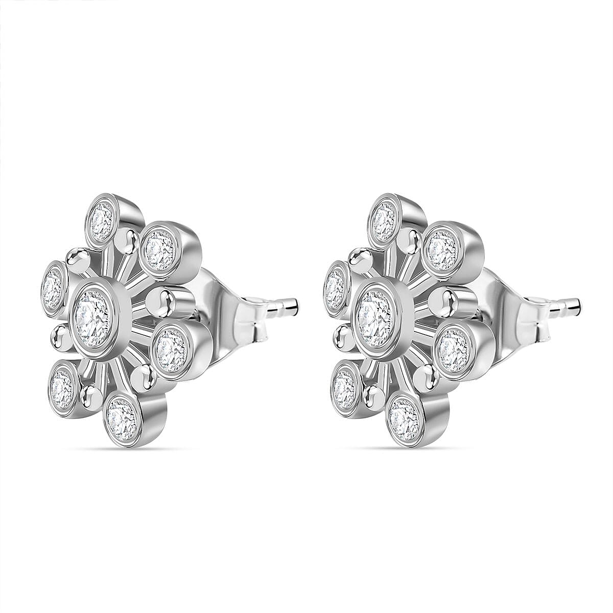 Moissanite 0.71 ctw Earrings in Rhodium Over Sterling Silver
