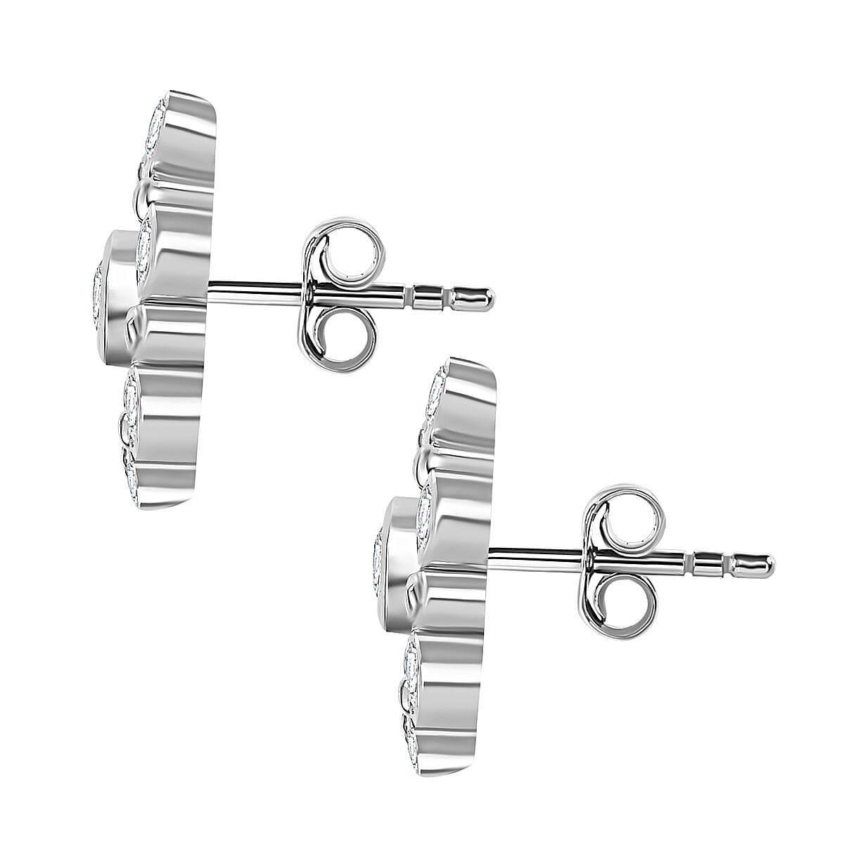 Moissanite 0.71 ctw Earrings in Rhodium Over Sterling Silver