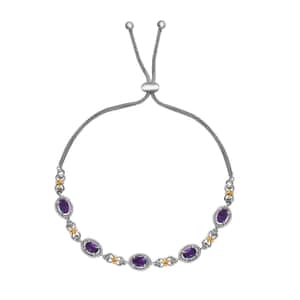 Doorbuster Karis African Amethyst 2.10 ctw Bolo Bracelet in 18K YG Plated and Platinum Bond