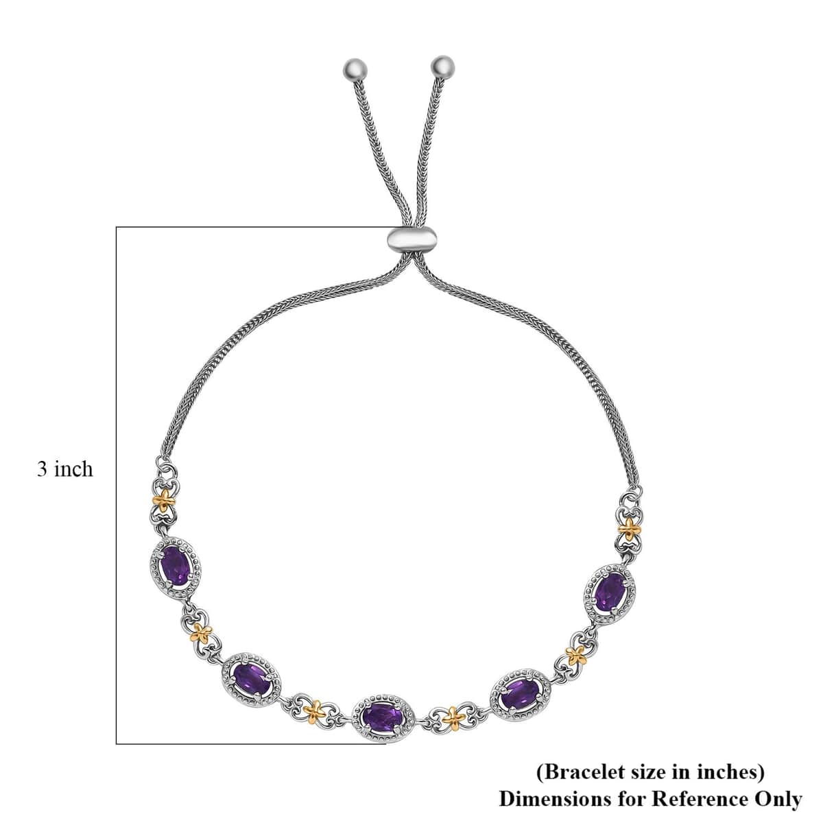 Doorbuster Karis African Amethyst 2.10 ctw Bolo Bracelet in 18K YG Plated and Platinum Bond image number 4