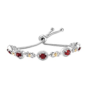 Karis Mozambique Garnet 2.80 ctw Bolo Bracelet in 18K YG Plated and Platinum Bond