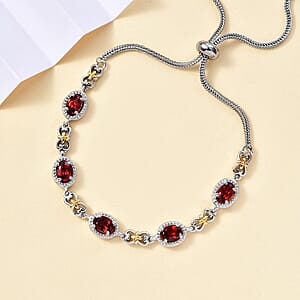 Karis Mozambique Garnet 2.80 ctw Bolo Bracelet in 18K YG Plated and Platinum Bond
