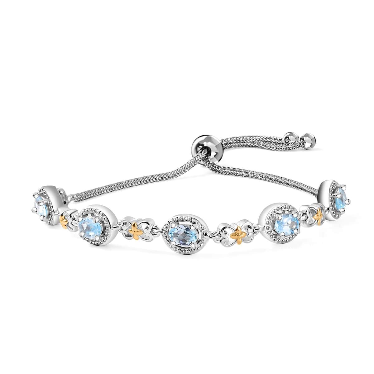 Doorbuster Karis Sky Blue Topaz 2.80 ctw Bolo Bracelet in 18K YG Plated and Platinum Bond image number 0