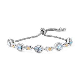 Doorbuster Karis Sky Blue Topaz 2.80 ctw Bolo Bracelet in 18K YG Plated and Platinum Bond