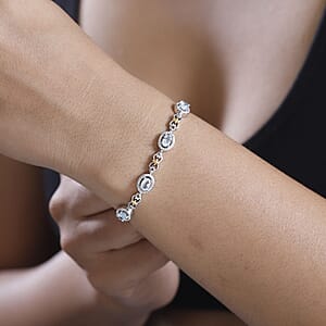 Karis Sky Blue Topaz 2.80 ctw Bolo Bracelet in 18K YG Plated and Platinum Bond