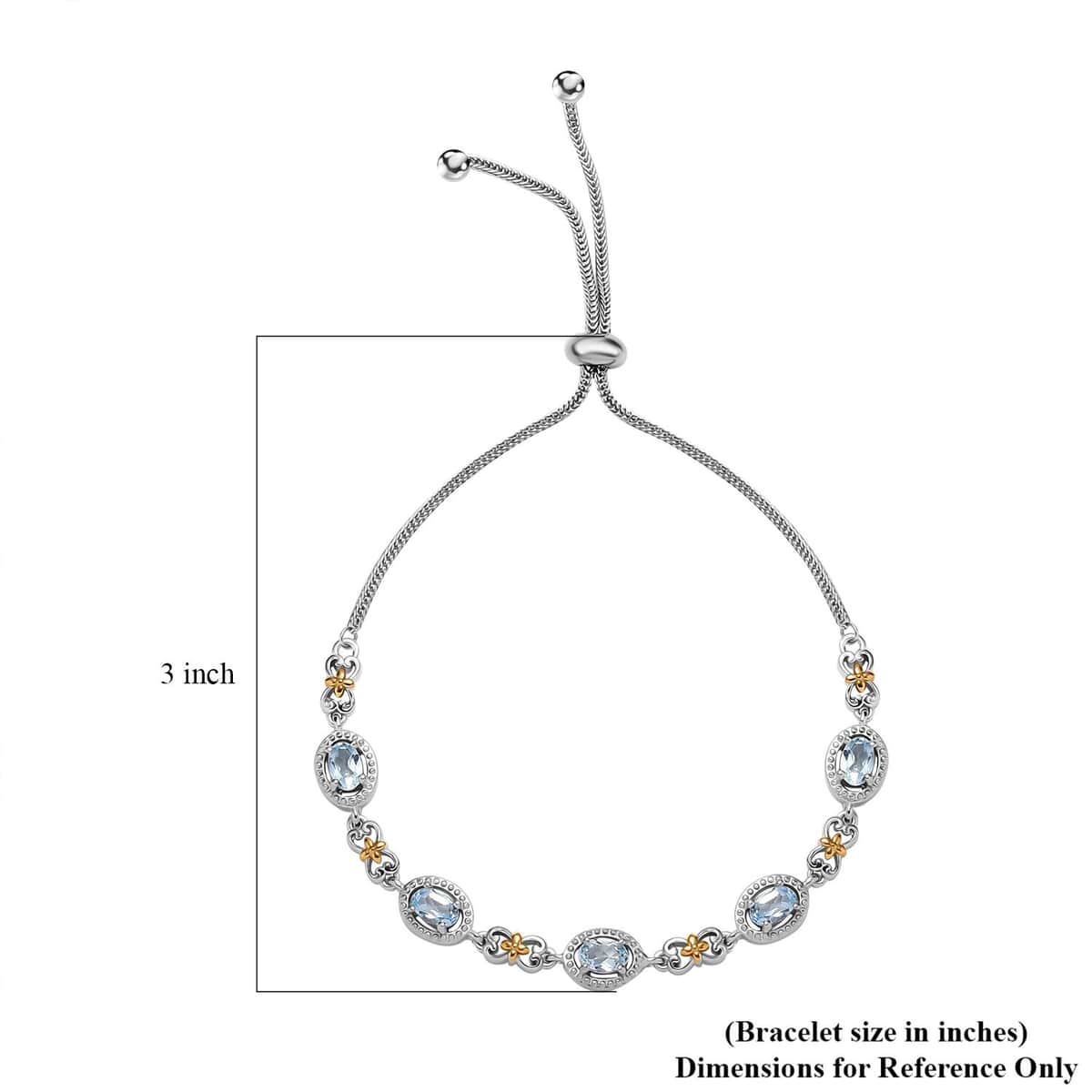 Doorbuster Karis Sky Blue Topaz 2.80 ctw Bolo Bracelet in 18K YG Plated and Platinum Bond image number 4