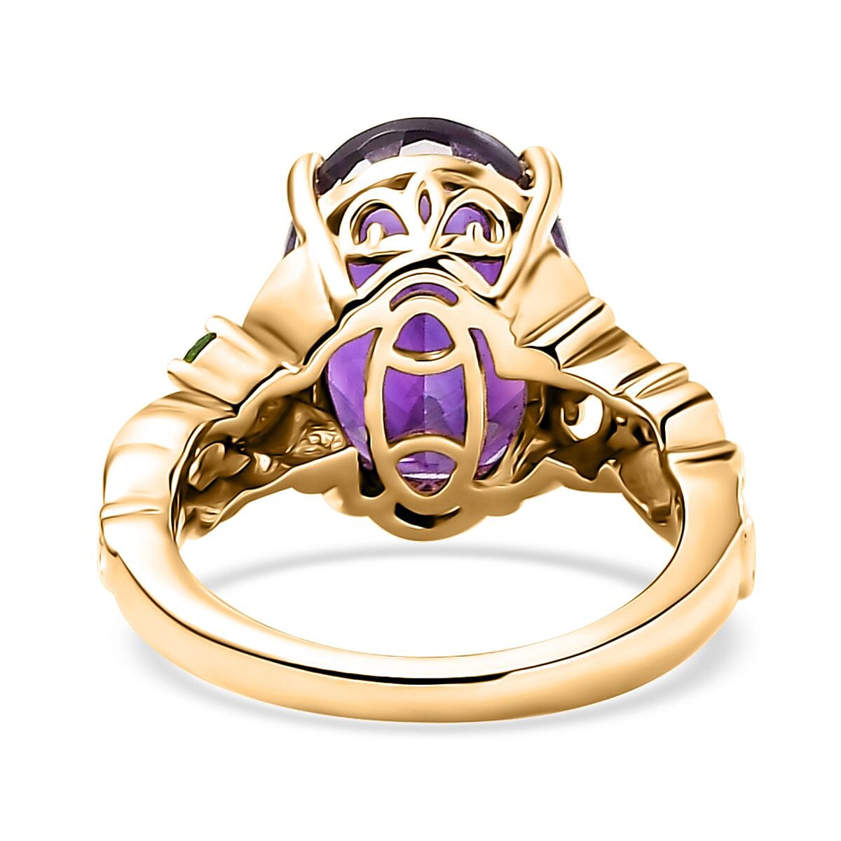 D'Joy AAA Moroccan Amethyst and Chrome Diopside 6.50 ctw Floral Majesty Ring in 18K Vermeil Yellow Gold Over Sterling Silver (Size 7.0) image number 4