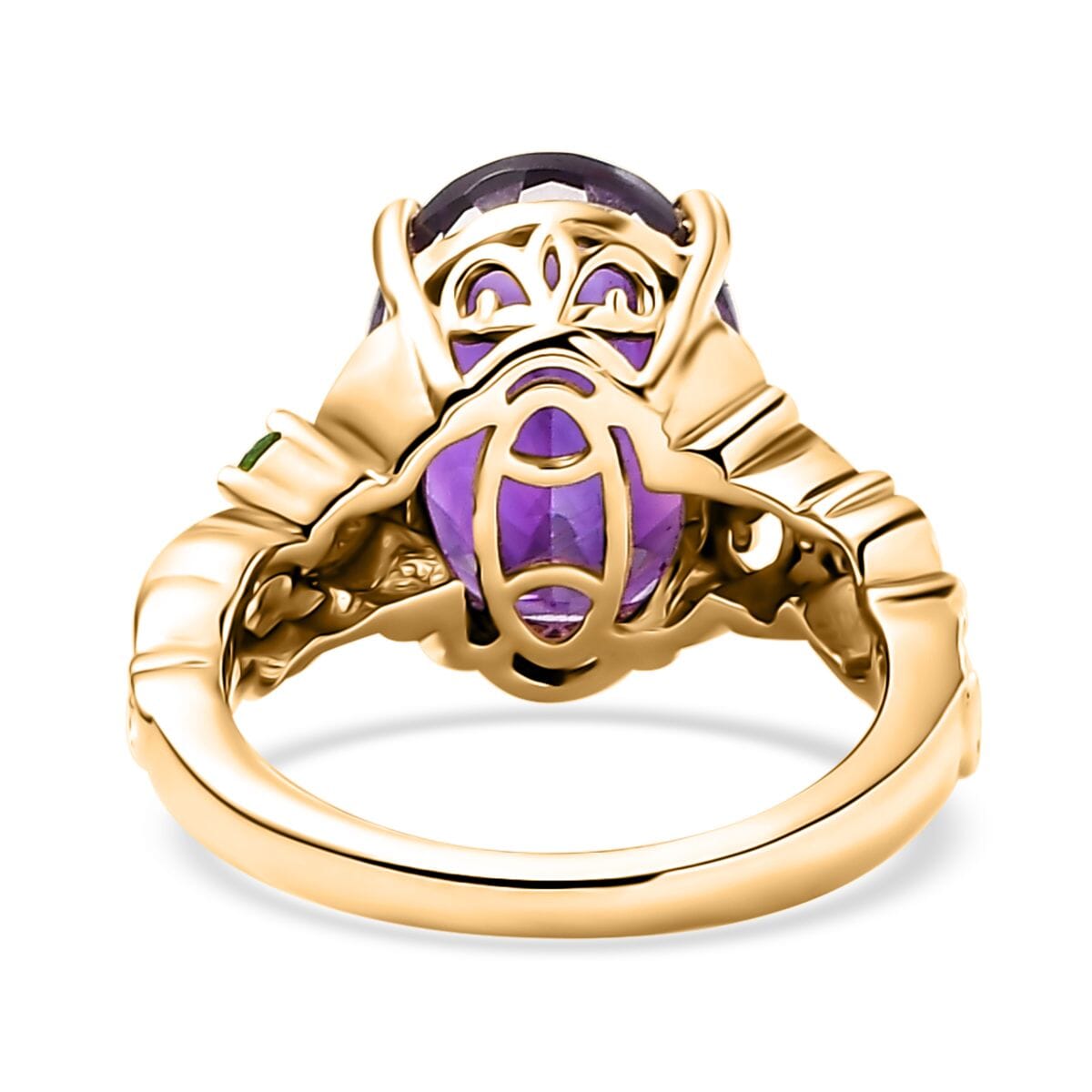 AAA Moroccan Amethyst and Chrome Diopside 6.50 ctw Floral Majesty Ring in 18K Vermeil Yellow Gold Over Sterling Silver (Size 9.0) image number 4