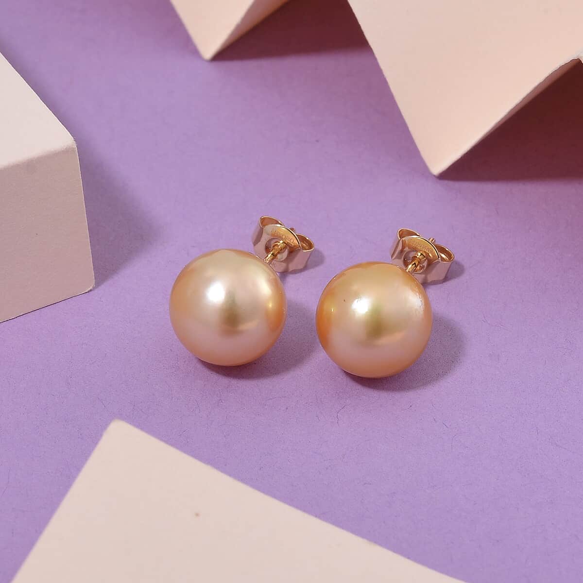 Luxoro South Sea Golden Cultured Pearl Stud Earrings in 14K Yellow Gold image number 1