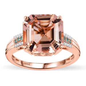 Iliana AAA Marropino Morganite, Paraiba Tourmaline and G-H SI Diamond 7.25 ctw Statement Ring in 18K Rose Gold (Size 11.0)