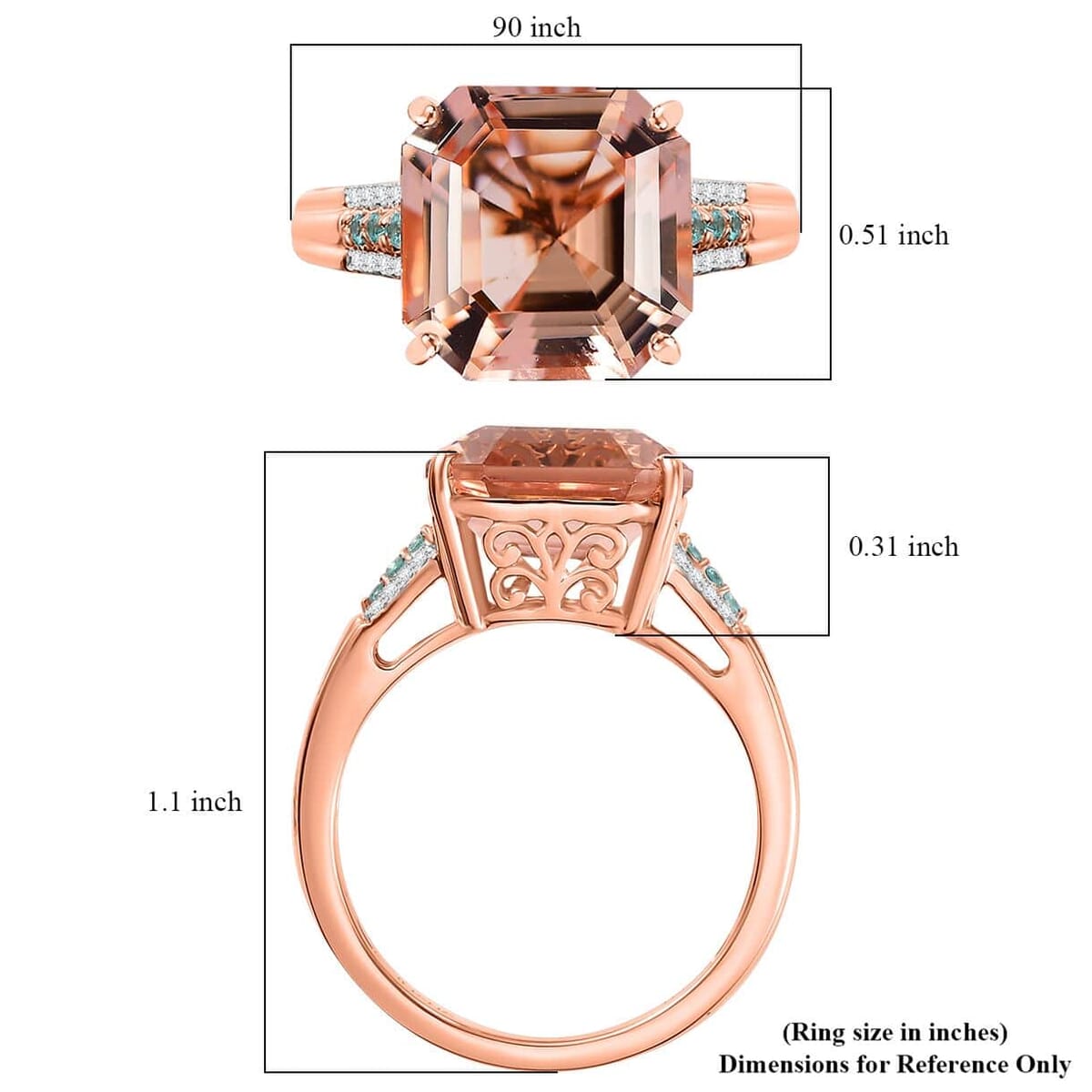 Iliana AAA Marropino Morganite, Paraiba Tourmaline and G-H SI Diamond 7.25 ctw Statement Ring in 18K Rose Gold (Size 11.0) image number 5