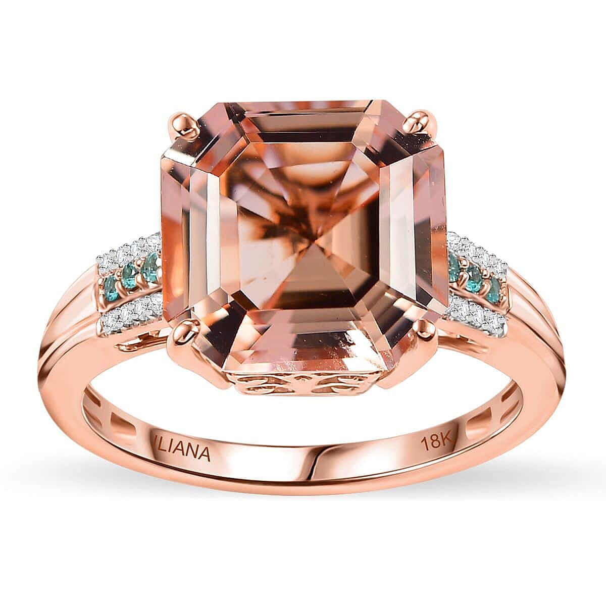 Iliana AAA Marropino Morganite, Paraiba Tourmaline and G-H SI Diamond 7.25 ctw Statement Ring in 18K Rose Gold (Size 6.5) image number 0