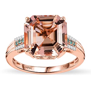 Iliana AAA Marropino Morganite, Paraiba Tourmaline and G-H SI Diamond 7.25 ctw Statement Ring in 18K Rose Gold (Size 6.5)