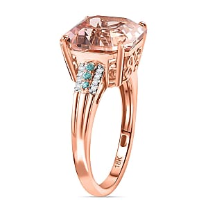 Iliana AAA Marropino Morganite, Paraiba Tourmaline and G-H SI Diamond 7.25 ctw Statement Ring in 18K Rose Gold (Size 6.5)