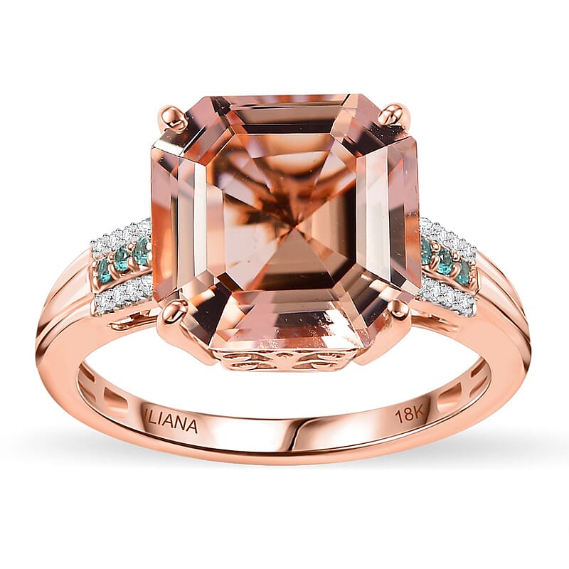 Iliana AAA Marropino Morganite, Paraiba Tourmaline and G-H SI Diamond 7.25 ctw Statement Ring in 18K Rose Gold (Size 9.0)