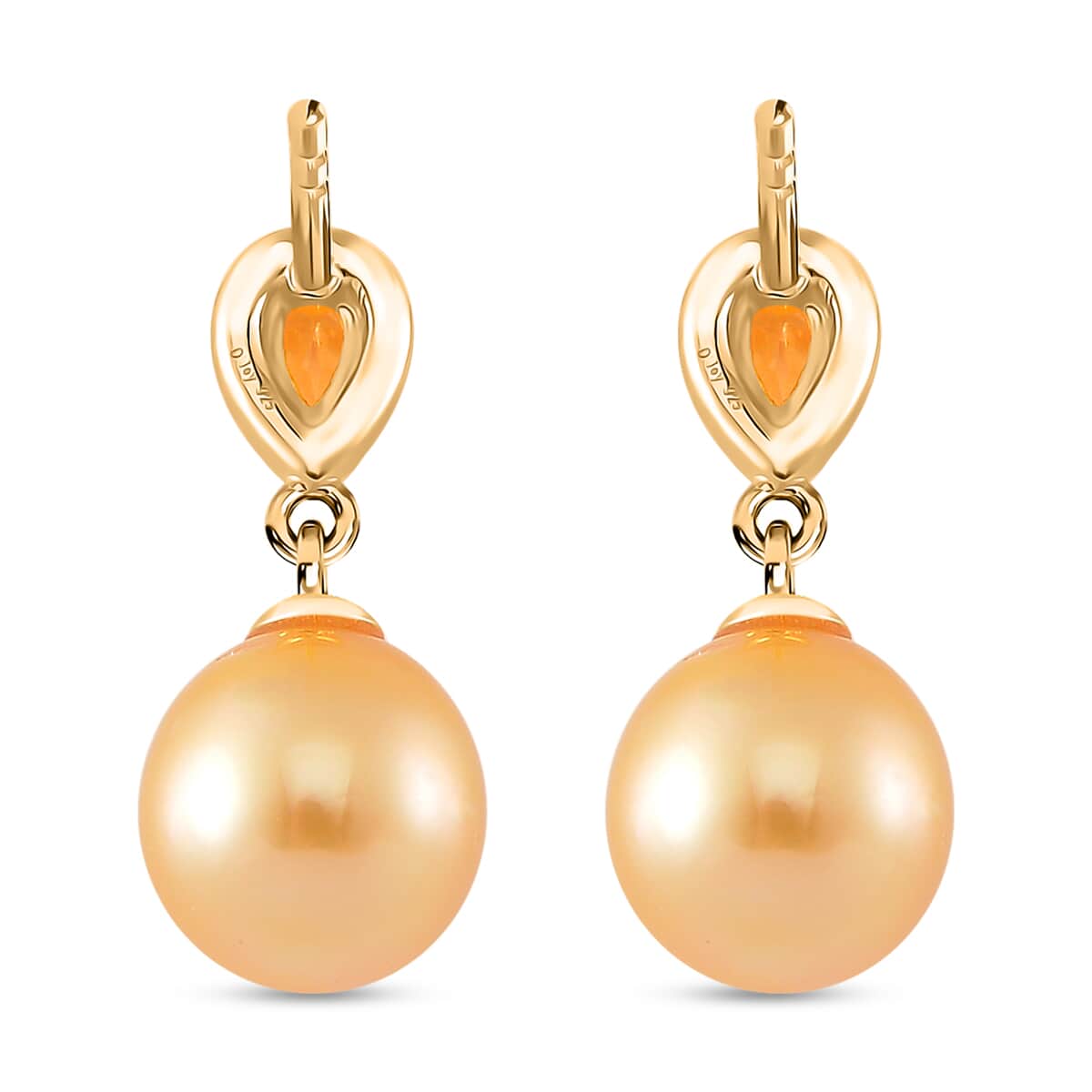 South Sea Golden Cultured Pearl and Multi Gemstone 0.60 ctw Drop Earrings in 18K Vermeil Yellow Gold Over Sterling Silver image number 4