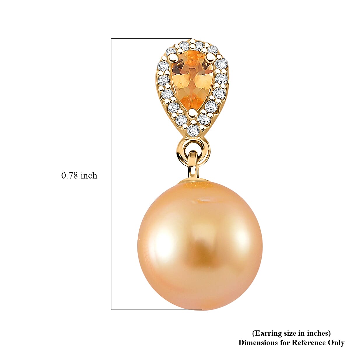 South Sea Golden Cultured Pearl and Multi Gemstone 0.60 ctw Drop Earrings in 18K Vermeil Yellow Gold Over Sterling Silver