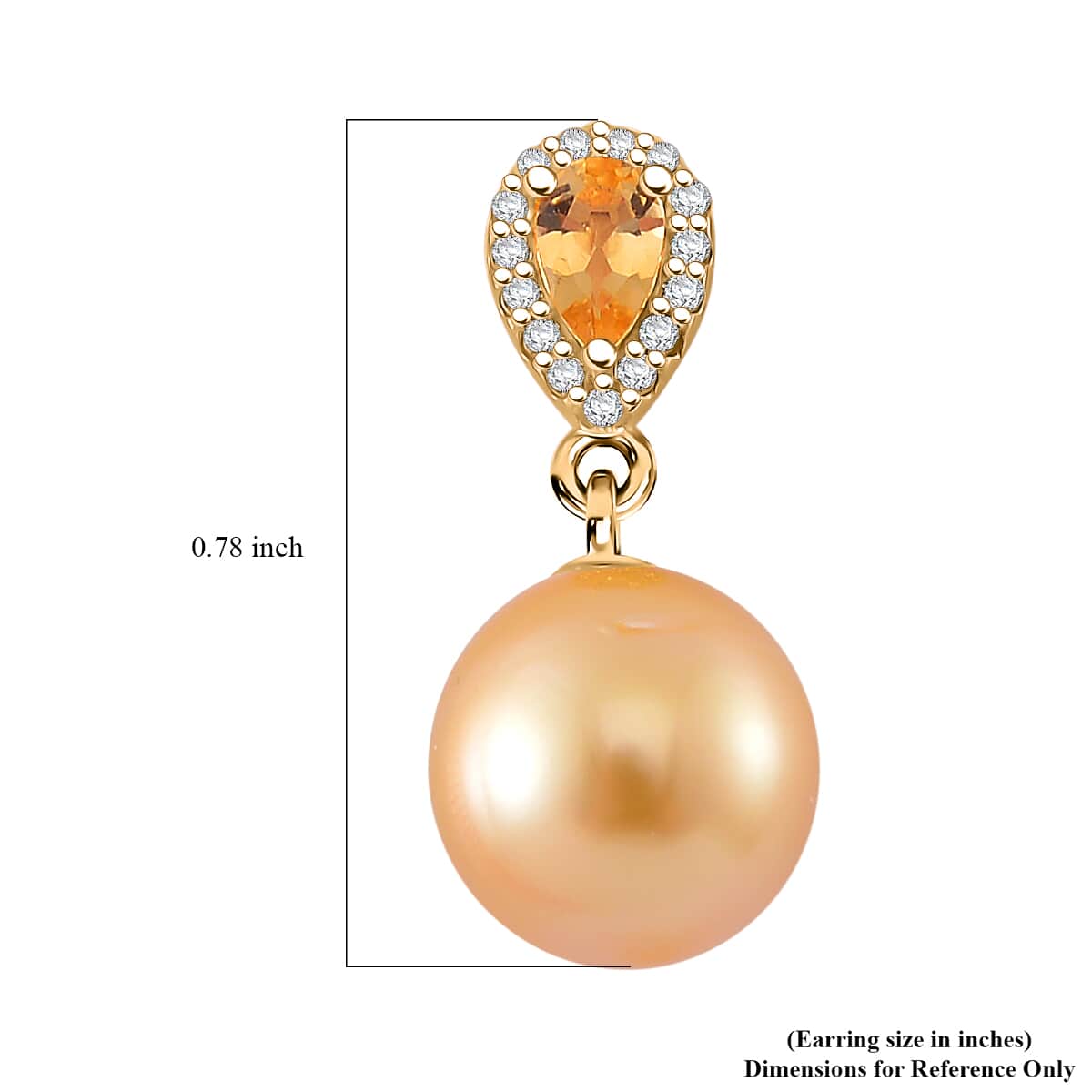 South Sea Golden Cultured Pearl and Multi Gemstone 0.60 ctw Drop Earrings in 18K Vermeil Yellow Gold Over Sterling Silver image number 5