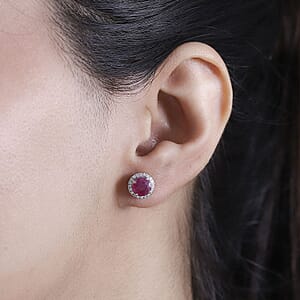 Certified & Appraised Luxoro 10K Yellow Gold AAA Montepuez Ruby, Diamond (I2) (0.22 cts) Earrings 2.40 ctw