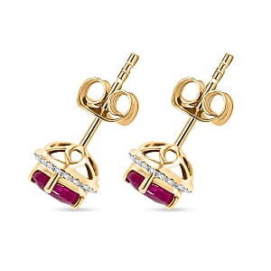 Certified & Appraised Luxoro 10K Yellow Gold AAA Montepuez Ruby, Diamond (I2) (0.22 cts) Earrings 2.40 ctw