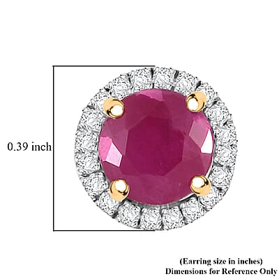 Certified & Appraised Luxoro AAA Montepuez Ruby and Diamond I2 2.40 ctw Earrings in 10K Yellow Gold