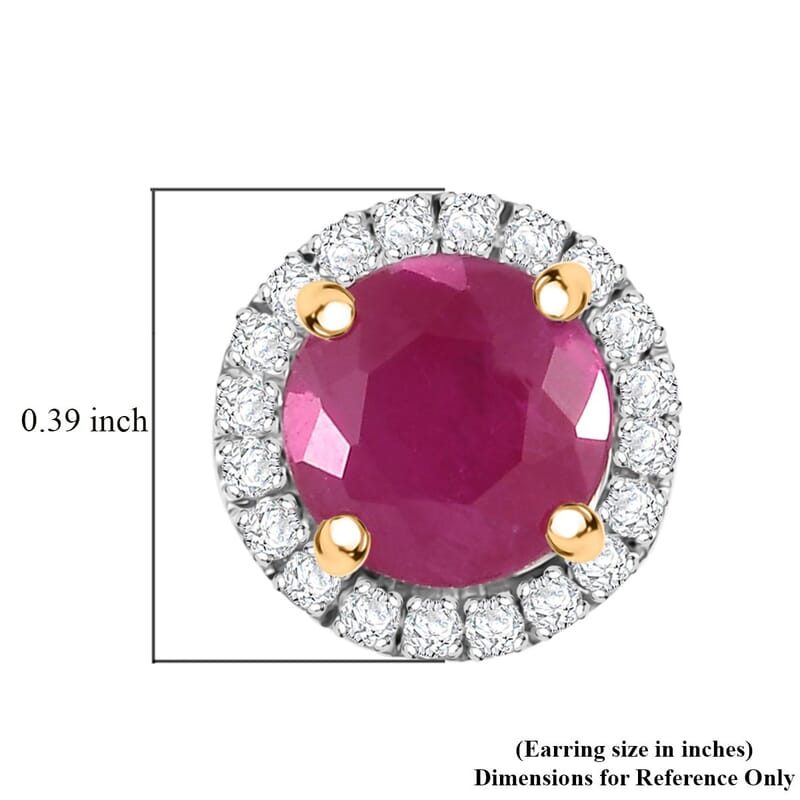Certified & Appraised Luxoro AAA Montepuez Ruby and Diamond I2 2.40 ctw Earrings in 10K Yellow Gold
