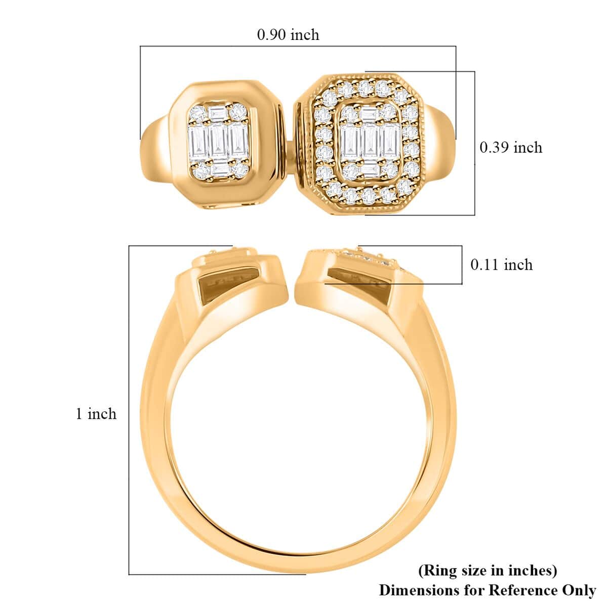 Clarte Gatsby Duo Collection Moissanite Ring in Vermeil YG Over Sterling Silver (Size 6.0) 0.35 ctw image number 4