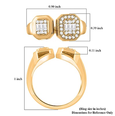Clarte Gatsby Duo Collection Moissanite 0.35 ctw Ring in Vermeil Yellow Gold Over Sterling Silver (Size 6.0)