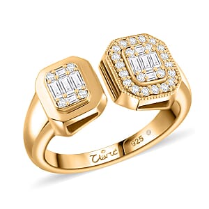 Clarte Gatsby Duo Collection Moissanite 0.35 ctw Ring in Vermeil Yellow Gold Over Sterling Silver (Size 7.0)