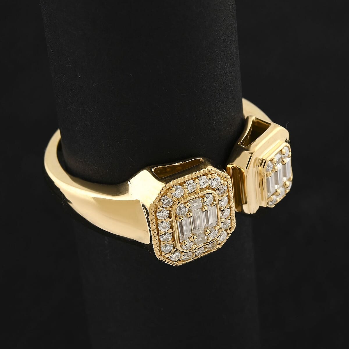 Clarte Gatsby Duo Collection Moissanite 0.35 ctw Ring in Vermeil Yellow Gold Over Sterling Silver (Size 7.0) image number 1