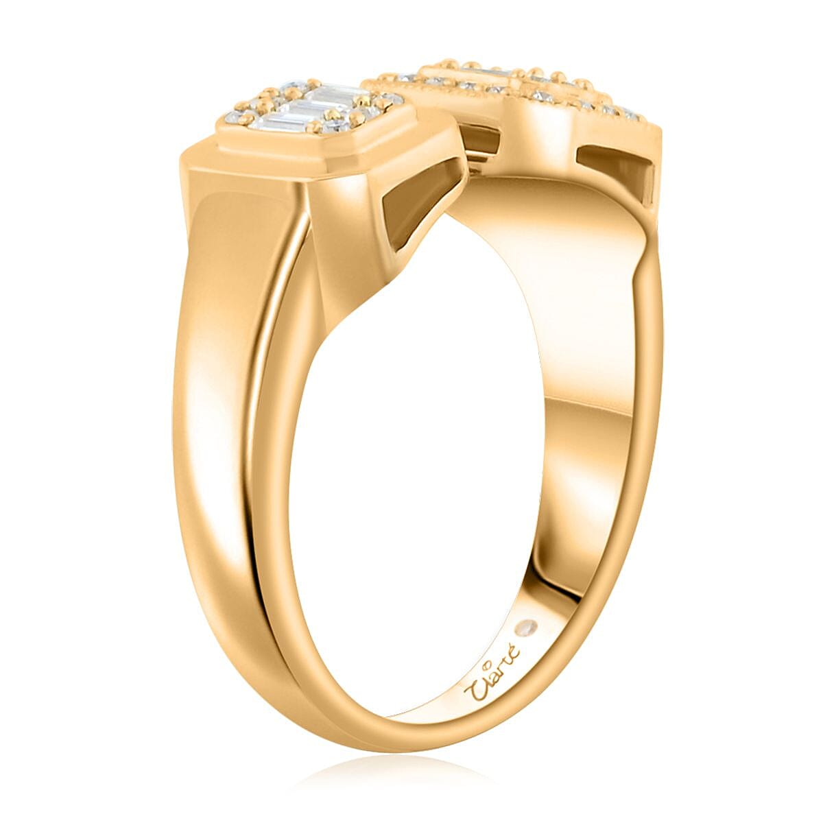 Clarte Gatsby Duo Collection Moissanite 0.35 ctw Ring in Vermeil Yellow Gold Over Sterling Silver (Size 7.0) image number 3